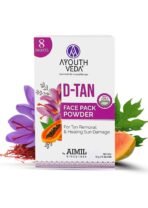 Ayouthveda D-TAN Face Pack Powder for Tan Removal, Prevents Sun Damage & Boosts Skin Health | with Goodness of Papaya, Aloevera & Saffron|For Glowing & Hydrated Skin (10gX8Sachets)(Pack of 1) - Fast UK Delivery