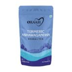 Oraah Turmeric Ashwagandha Green Tea for Immunity Boosting & Improved Memory, Made with 100% Whole Leaf, Natural Ashwagandha & Turmeric - 100gms - Fast UK Delivery