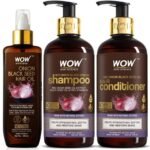 WOW Skin Science Ultimate Onion Oil Hair Care Kit for Hair Fall Control - Shampoo 300ml + Conditioner 300ml + Onion Hair Oil 200ml - Fast UK Delivery
