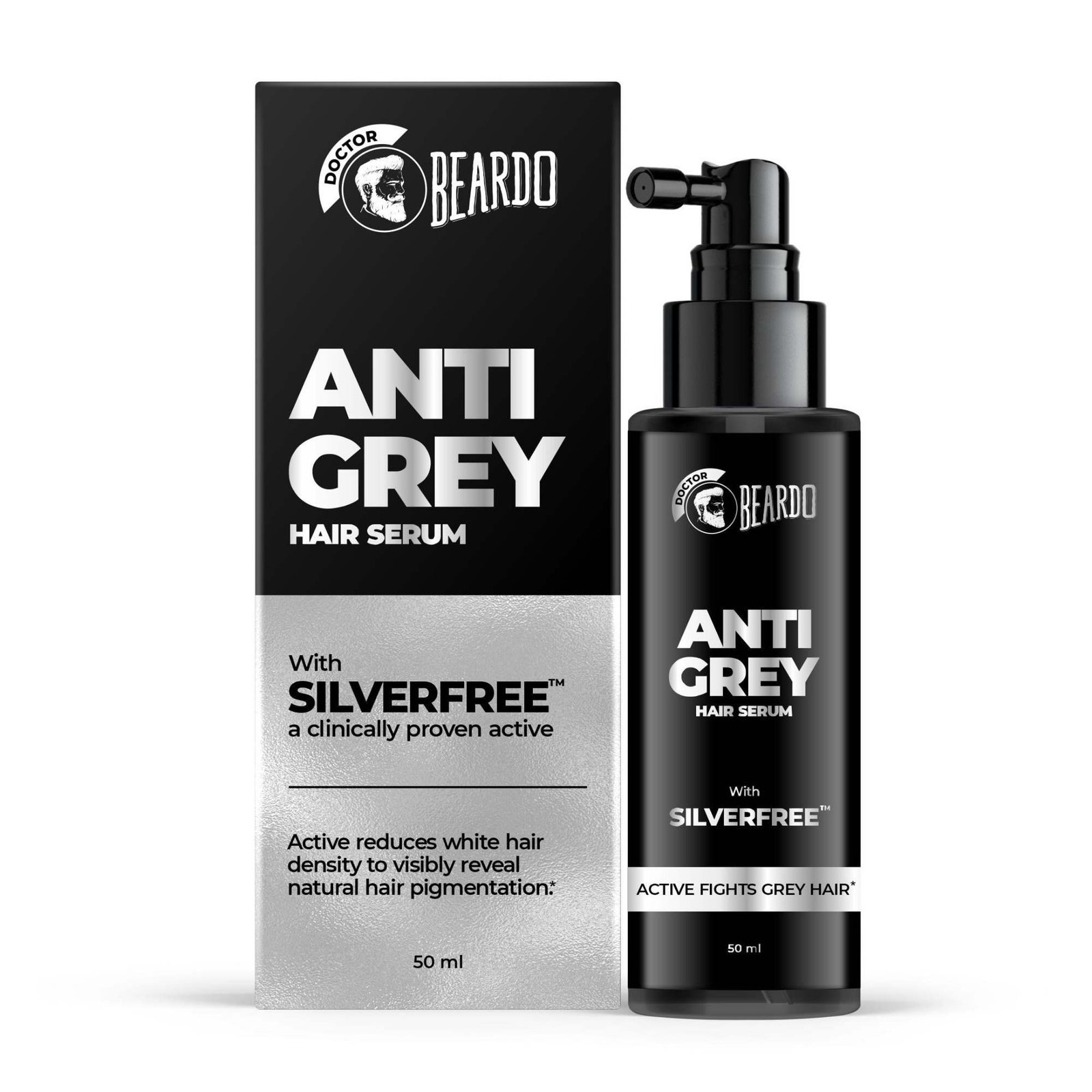 uk71FA8p3IGnL-1-1.jpg Beardo Grey Control Serum for Men, 50 ml | Also contains Amla + Methi + Rosemary + Brahmi + Bhringraj extracts for Hair Shine | Lightweight and Non-Sticky - Fast UK Delivery - Image 1