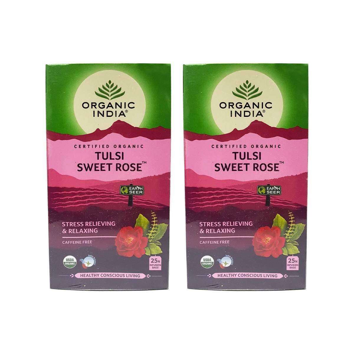 uk71FJ8kxBJsL.jpg Organic India Tulsi Sweet Rose 25 Tea Bags- (Pack of 2) - Fast UK Delivery - Image 1