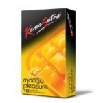 KamaSutra Mango Pleasure Flavored Condoms, Fun of Flavors for Men & Women, Dotted for Extra Stimulation, Clear, 10 Count - Fast UK Delivery
