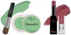 MILA Beaute Pro Matte Lipstick |Creamy Matte Lipstick | Shade - (Damini, 4.2g) Conceal It Pot Concealer For Face Makeup | Shade - (Green Corrector, 4g) - Fast UK Delivery
