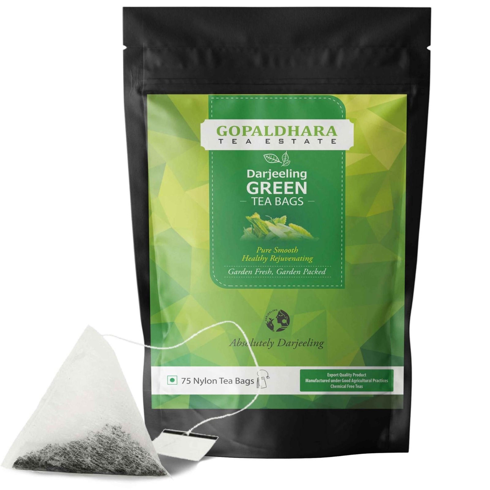 uk71HacoLj48L-1-1.jpg Gopaldhara Darjeeling Green Tea Bag Regular Series | 75 pieces Detox Green Tea |150g Standup Pouch | - Fast UK Delivery - Image 1