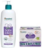 Himalaya Baby Lotion (400ml) & Himalaya Extra Moisturizing Baby Soap (75g, Buy 3 Get 1 Free) - Fast UK Delivery