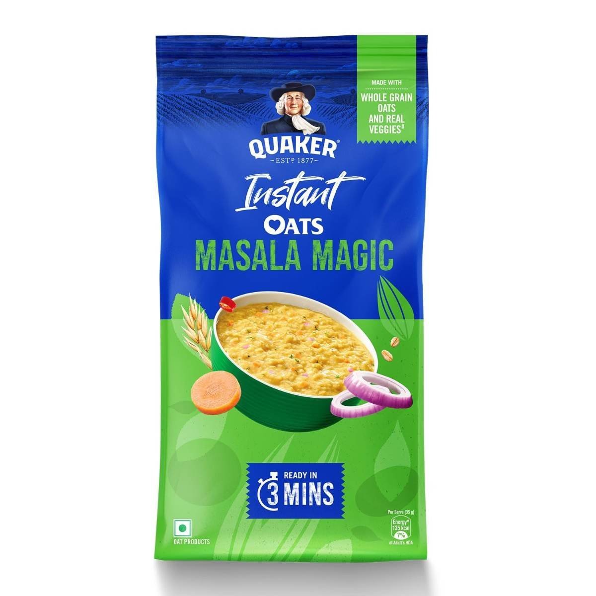 uk71J1oV6l5IL-1.jpg Quaker Instant Oats 400g, Masala Magic, Made with Wholegrain oats, Ready in 3 min, Source of Protein & Fibre, Delicious Snack, Nutritious Oats - Fast UK Delivery - Image 1