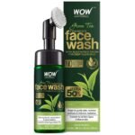 WOW Skin Science Green Tea Foaming Face Wash with Built-In Face Brush - for Treating Acne and Unclogging Pores - 150mL - Fast UK Delivery