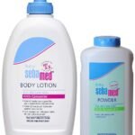 SebaMed Baby Body Lotion, For All Skin Types, 400 ml & Baby Powder with Honeysuckle 200g - Fast UK Delivery
