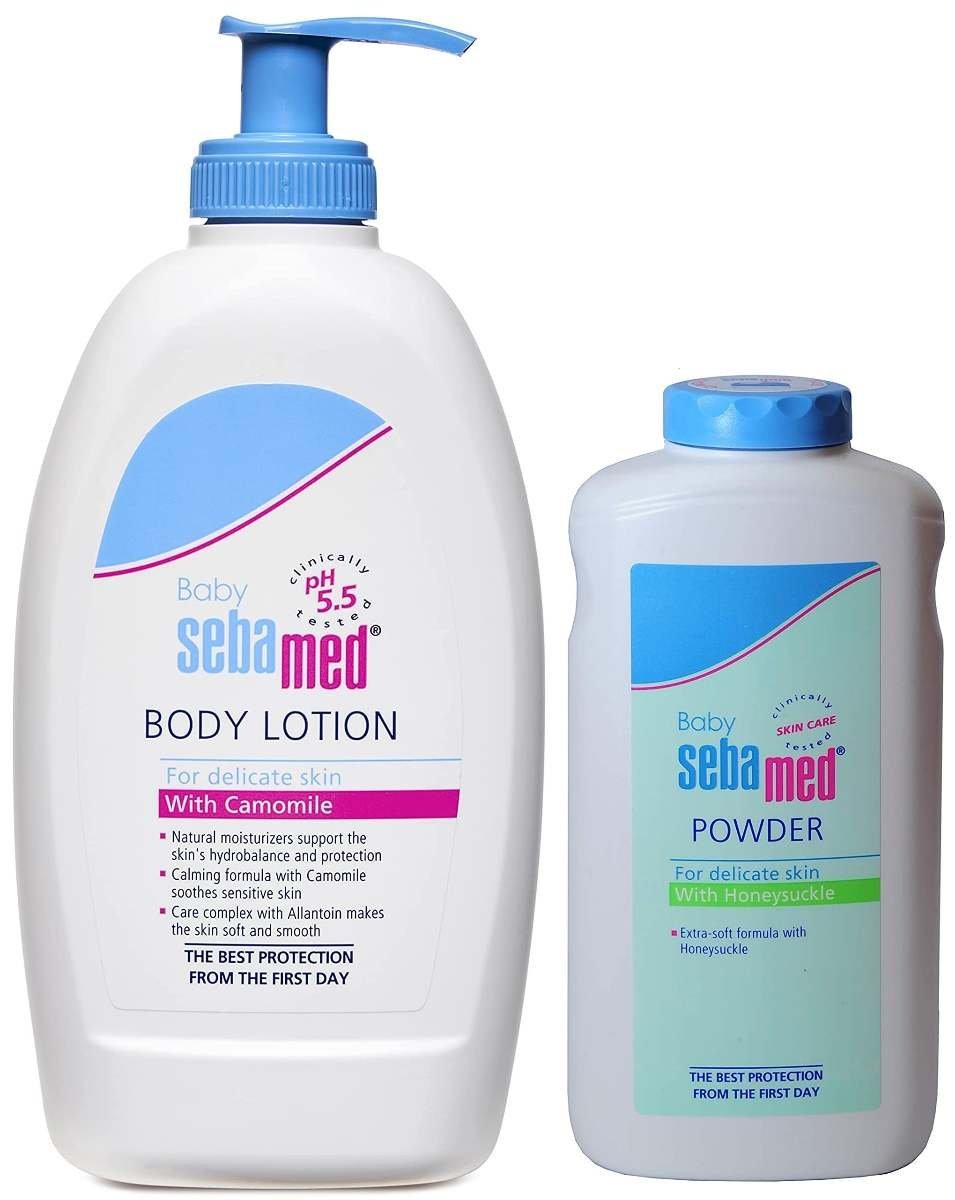 uk71JLjx5DbZL-1-1.jpg SebaMed Baby Body Lotion, For All Skin Types, 400 ml & Baby Powder with Honeysuckle 200g - Fast UK Delivery - Image 1