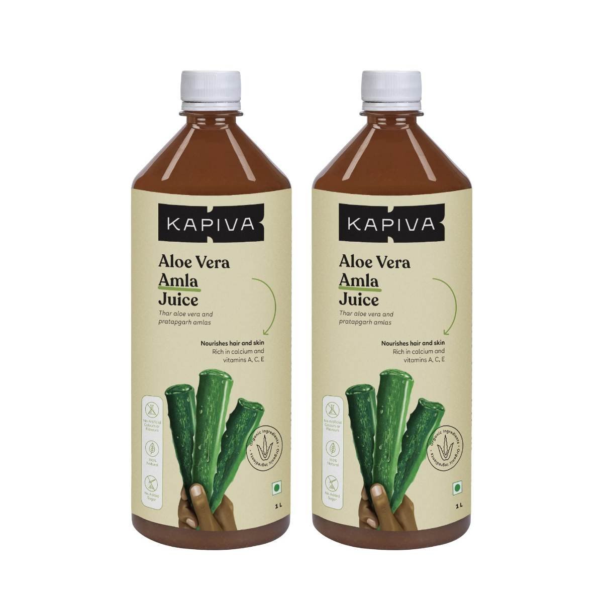 uk71JMWcAZAtL-1.jpg Kapiva Aloe Vera + Amla Juice (2L) | Cold-pressed Juice for Glowing Skin | Helps with Acne and Metabolism - Super Saver Pack of 2 - Fast UK Delivery - Image 1