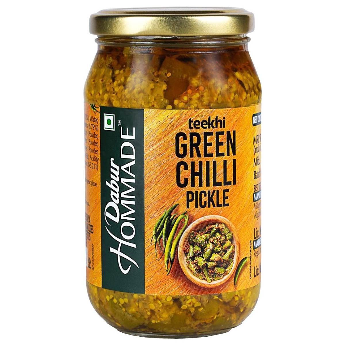 uk71JxnXFoyeL.jpg Dabur Hommade Green Chilli Pickle - 400g - Fast UK Delivery - Image 1
