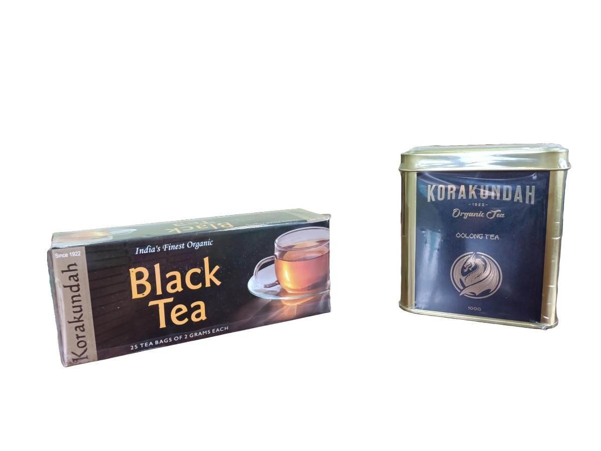uk71KejV30ZgL-1.jpg KORAKUNDAH Black Tea 25 Dip Tea Bags | KORAKUNDAH Oolong Organic Tea 100 g | Pack of 2 | Total 150 g | India's Finest Chamraj Nilgiri Tea - Fast UK Delivery - Image 1