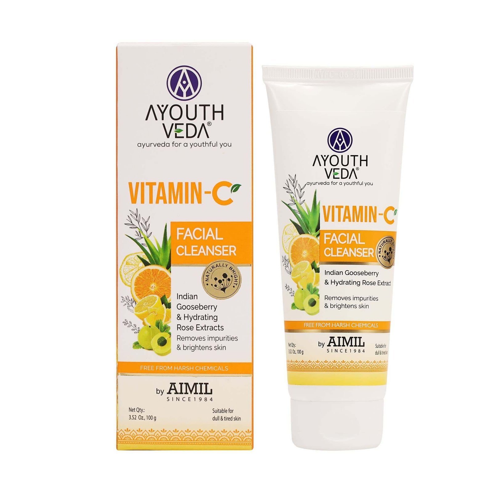 uk71L6emRBznL-1-1.jpg Ayouthveda Vitamin-C Facial Cleanser With Lemon & Rose Extracts, Removes Impurities 100gm - Fast UK Delivery - Image 1