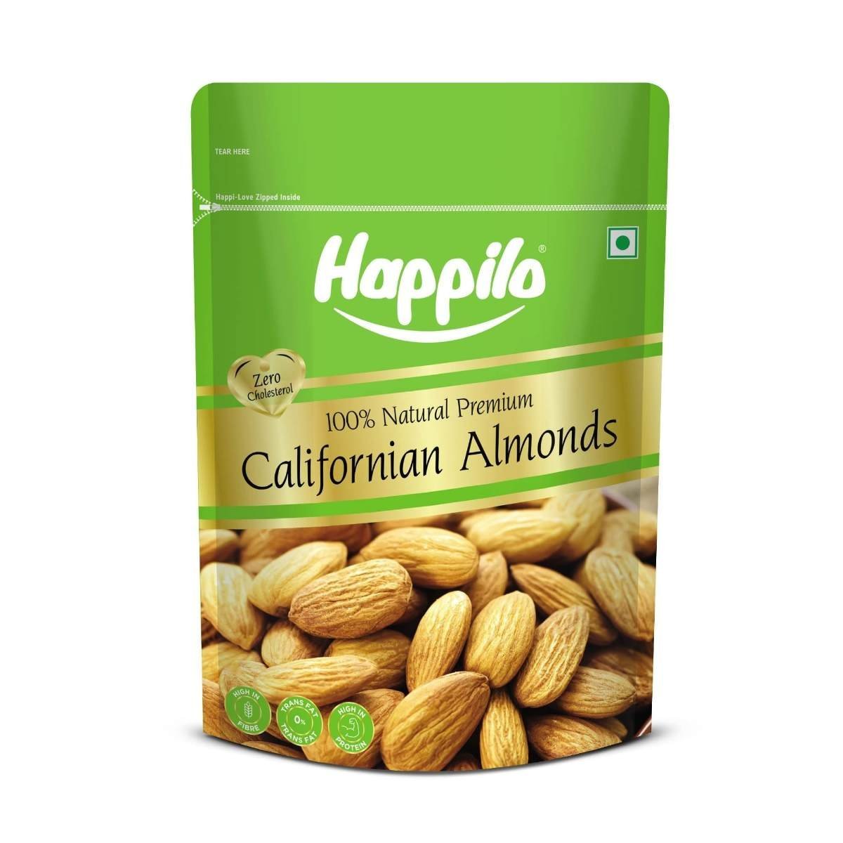 uk71LNfaqfh6L-1-1.jpg Happilo 100% Natural Premium California Dried Almonds 500g Pack Pouch | Premium Badam Giri | High in Fiber & Boost Immunity | Real Nuts | Gluten Free - Fast UK Delivery - Image 1