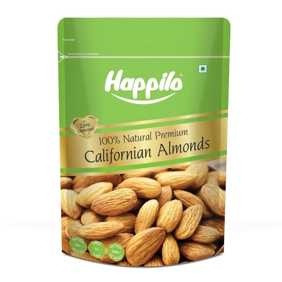 uk71MNpowLUgL-1-1.jpg Happilo 100% Natural Premium California Almonds 1kg Value Pack Pouch | Premium Badam Giri | High in Fiber & Boost Immunity | Real Nuts | Whole Natural Badam - Fast UK Delivery - Image 1