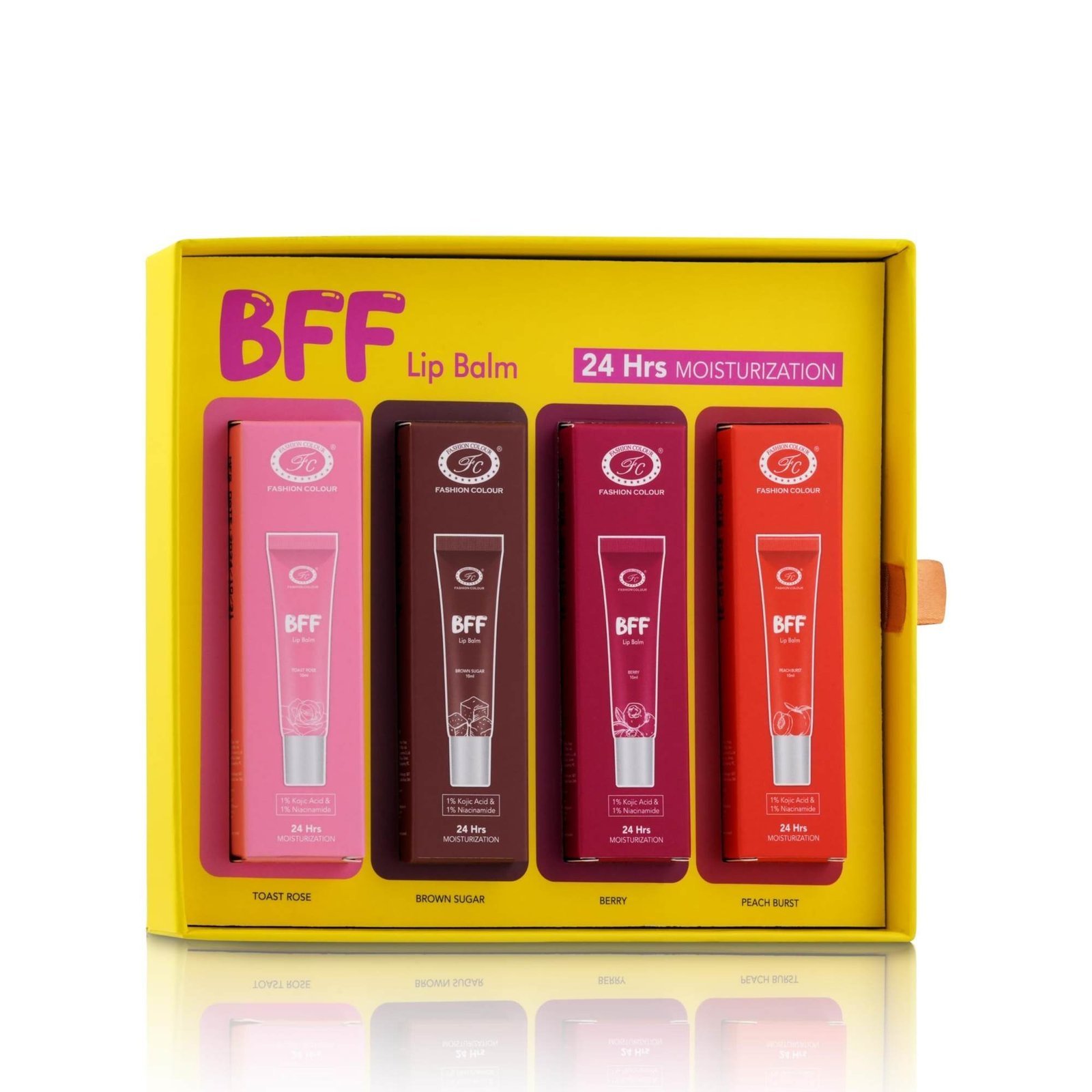 uk71MiPVWryTL-1-1.jpg Fashion Colour BFF 4 IN 1 Lip Balm | 24 Hrs Moisturization | Pamper Your Lips | Ideal for all-day Comfort | Tinted Lip Balm | Toast Rose | Brown Sugar | Berry | Peach Burst | 10MLx4N - Fast UK Delivery - Image 1
