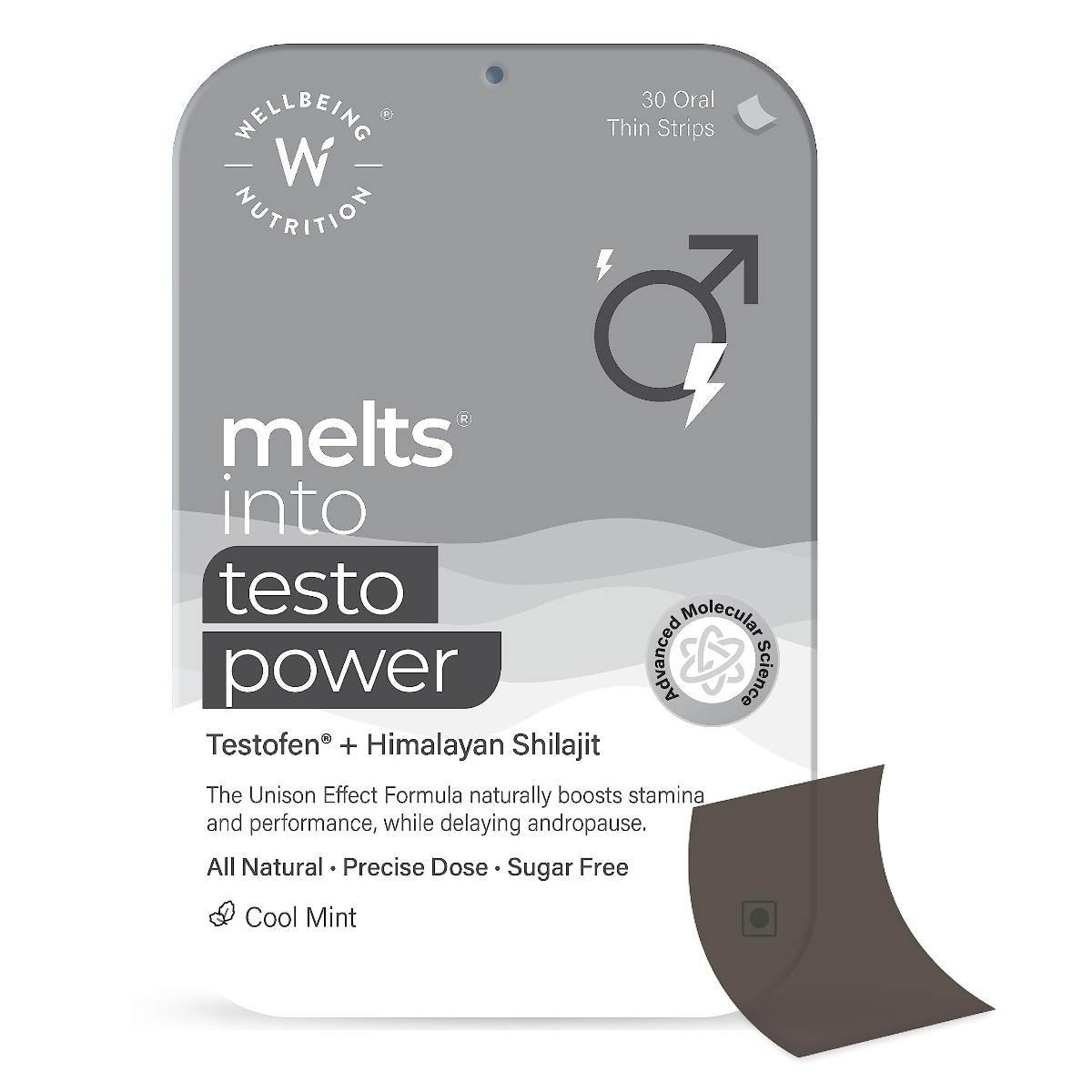 uk71NlTcsJQoL-1.jpg Wellbeing Nutrition melts Testo Power | Testofen, Himalayan Shilajit, Ginkgo biloba | Plant-Based | Supports Healthy Testosterone Levels, Performance, Stamina & Energy | 30 Oral Strips - Image 1