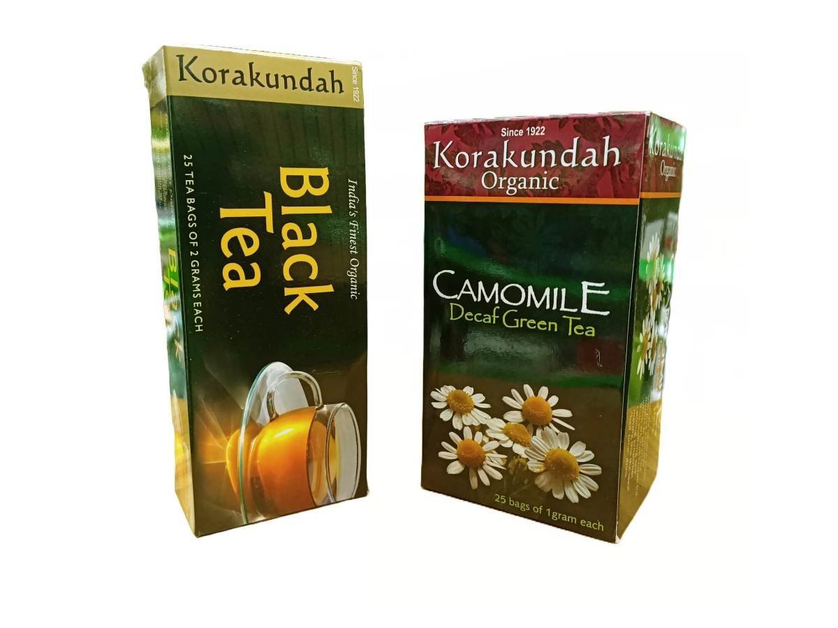 uk71OBzsIabCL-1.jpg KORAKUNDAH Organic Black Tea 25 Dip Bags | KORAKUNDAH Organic Camomile Decaf Green Tea 25 Dip Bags | Pack of 2 | Total 50 Dip Bags | India's Finest Chamraj Nilgiri Tea - Fast UK Delivery - Image 1