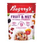 Bagrry's Crunchy Muesli With 30% Fruit & Nut Cranberries 375gm Pouch |34% Fibre Rich Oats|No Sugar infused Fruits|Real Fruits|Breakfast Cereal|Protein Rich|Cranberry Muesli - Fast UK Delivery