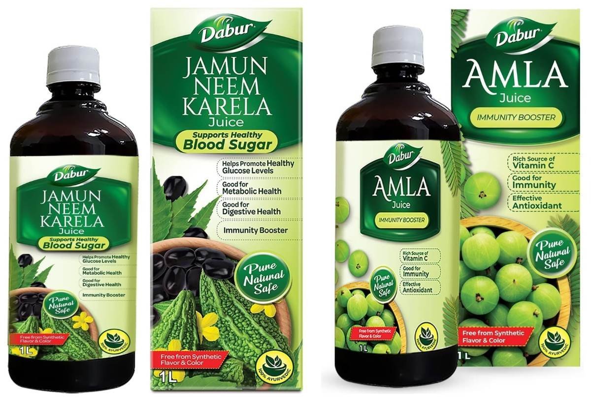 uk71OL7RazTnL.jpg Dabur Jamun Neem Karela Juice - 1L & Dabur Amla Juice -1L COMBO - Fast UK Delivery - Image 1