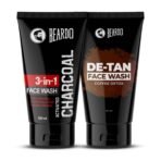Beardo DETAN & CHARCOAL Face Wash for Men (100ml x 2) | Facewash Combo that Removes Dirt & Reduces Tan | Goodness of Activated Charcoal & Coffee along with Aloe Vera provides Moisturization to Men's Skin - Fast UK Delivery