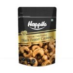 Happilo Salted Black Pepper Whole Cashews 160g, Super Healthy Crunchy Nuts, Non Fried, High Protein Dry Fruit - Fast UK Delivery