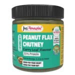 Jus' Amazin Organic Peanut Flax Chutney - Curry Leaf Flavour (200g)|Perfect with Dosas & Idlis|High Protein, Omega 3|Plant Based, 0% Chemicals (No Emulsifiers, INS or E Ingredients)|Clean Nutrition - Fast UK Delivery