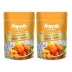Happilo Premium Dried Turkish Apricots 200g each (Pack of 2), Jumbo Size Seedless Khumani, Juicy and Tangy Dehydrated Fruits - Fast UK Delivery