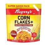 Bagrry's Corn Flakes Plus 1.2kg Pouch | Original and Healthier | Low Fat & Cholesterol | High Fibre | Deliciously Crunchy | All Natural CornFlakes | Breakfast Cereal - Fast UK Delivery