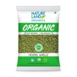 Natureland Organics Moong Sabut/Whole Daal 500 Gm - Organic Healthy Pulses - Fast UK Delivery