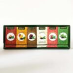 Golden Tips Flavoured Green Teas Gift Box, 6 Flavors - Peach, Mango, Chocolate, Vanilla, Strawberry & Mint (150g- 75 Cups) - Fast UK Delivery