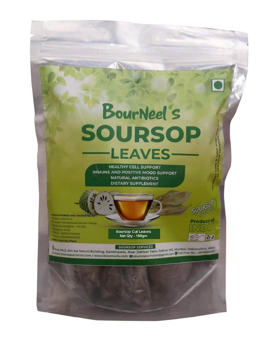 uk71RDxP4IbL-1.jpg BourNeel's Soursop Cut Leaves 100 gm | Soursop Tea | |No Preservatives | Healthy Graviola Laxman Phal Dry Cut Leaves | High Vitamin C |Soursop Kadha Tea | - Fast UK Delivery - Image 1