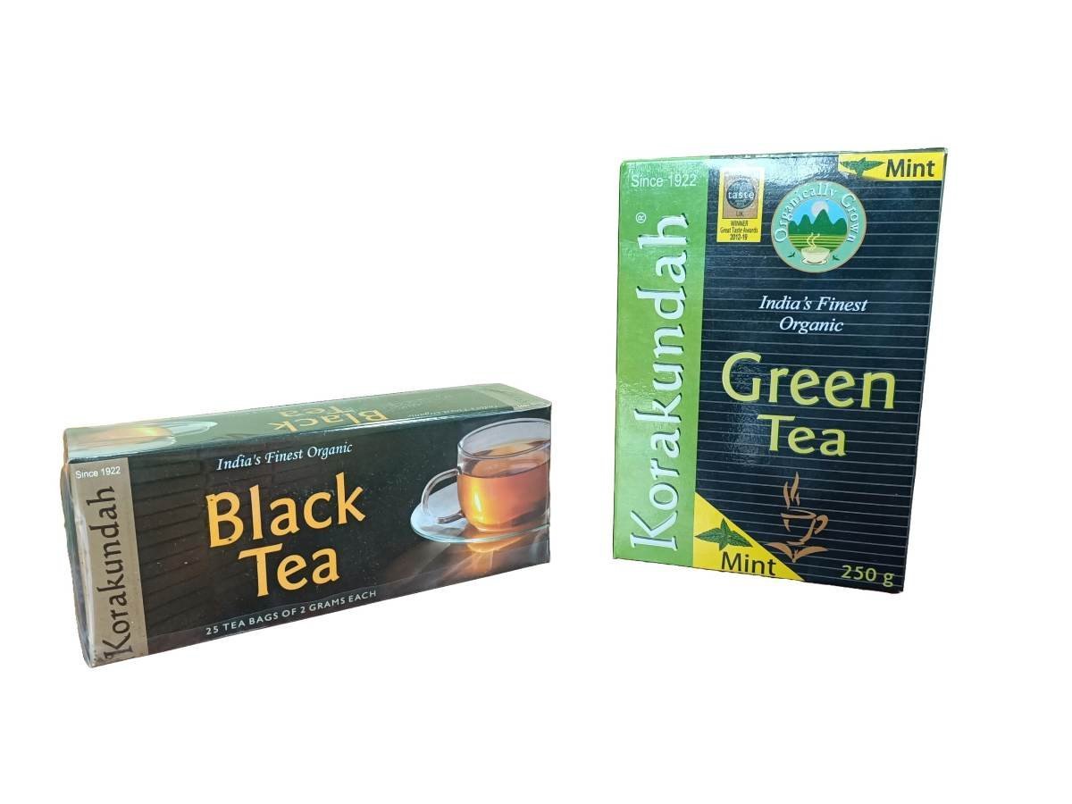 uk71RMpAR7D0L-1.jpg KORAKUNDAH Black Tea 25 Dip Tea Bags | KORAKUNDAH Organic Green Tea (Mint) 250 g | Pack of 2 | Total 300 g | India's Finest Chamraj Nilgiri Tea - Fast UK Delivery - Image 1