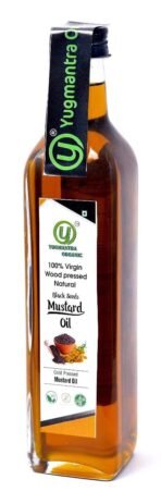 Yugmantra Organic Foods Wood Pressed Natural Organic Black Mustard Cooking Oil | Kachi Ghani | Chemical Free I Sarson Ka Tel I Kolhu Oil I Cold Pressed 500 Ml Premium Glass Pack - Fast UK Delivery - Image 4