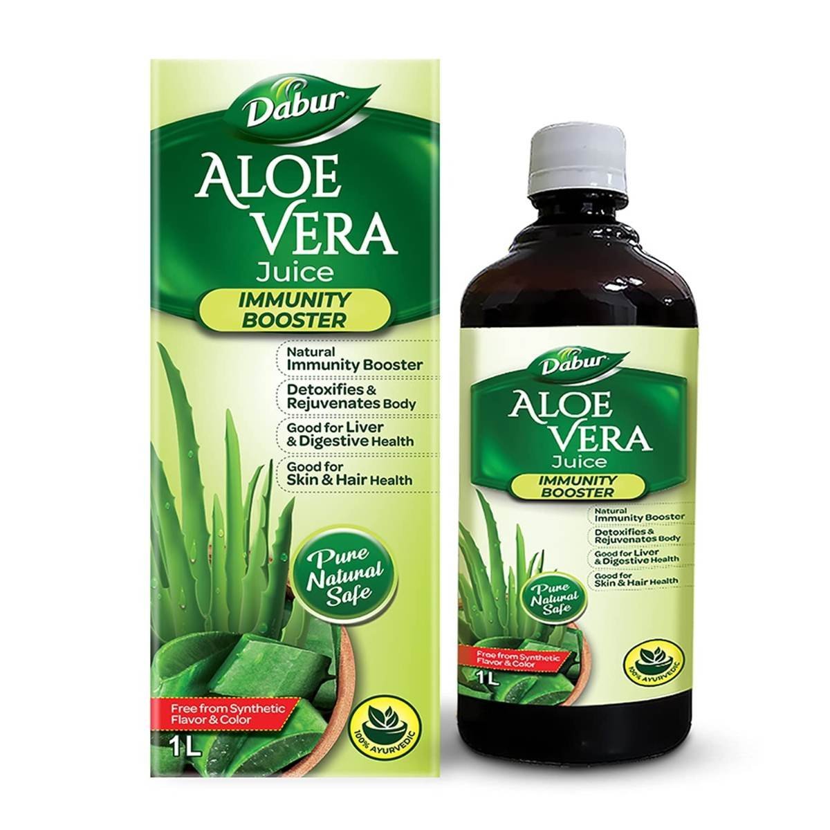 uk71S6mnnyHfL.jpg Dabur Aloe Vera Juice - 1L | Ayurvedic Health Juice For Good Skin & Hair Health | Detoxifies & Rejuvenates Skin & Body | Good For Liver & Digestive Health | Immunity Booster - Fast UK Delivery - Image 1