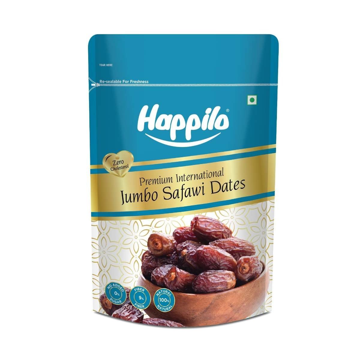 uk71SFOGnUk2L-1-1.jpg Happilo Safawi Jumbo Dates 200g, Rich in Iron, Antixidants, Fiber and Vitamin, Chewy Texture, Natural Sweetness, No added Preservatives - Fast UK Delivery - Image 1