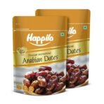 Happilo Premium International Arabian Dates 500g (Pack of 2), Dry Fruit for Weight Management, Soft Chewy Texture & Sweet Caramel Taste - Fast UK Delivery