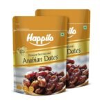 Happilo Premium International Arabian Dates 500g (Pack of 2), Dry Fruit for Weight Management, Soft Chewy Texture & Sweet Caramel Taste - Fast UK Delivery