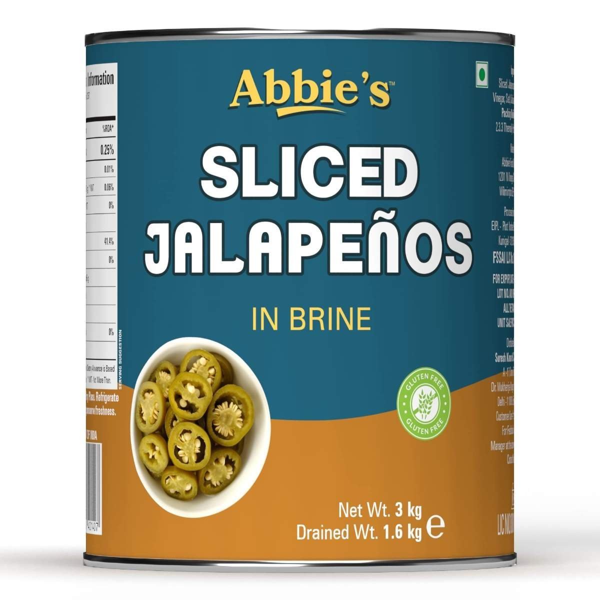 uk71SXr5lz-jL-1-1.jpg Abbie's Jalapeno Slice in Brine A10, 3 kg | Ready to Eat Jalapeno Pickle | Perfect for Toppings in Pizza,Pasta , Sandwich,Nachos , Salad - Fast UK Delivery - Image 1