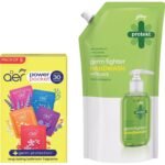 Godrej Aer Power Pocket | Assorted Pack of 5 (50g) & Godrej Protekt masterchef's Handwash Refill, Lime - 750ml, 99.9% Germ Protection, With Glycerin - Fast UK Delivery