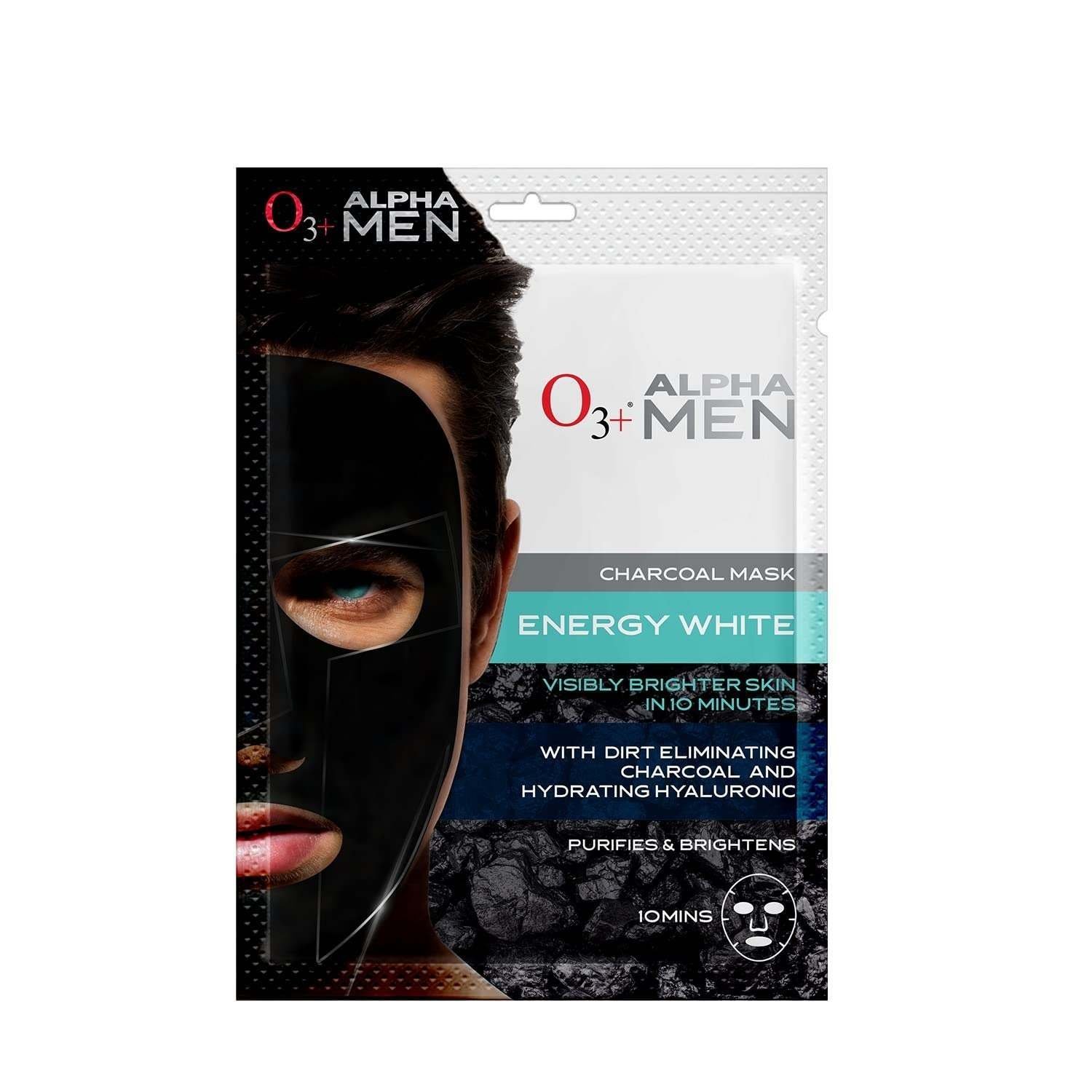 uk71URPlmal5L-1-1.jpg O3+ ALPHA MEN Energy White Charcoal Face Sheet Mask 30g with Charcoal & Hydrating Hyaluronic to Purify & Brighten Skin - Fast UK Delivery - Image 1
