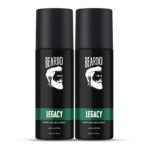 BEARDO Legacy Deo Body Spray 150Ml|Patchouli Spicy,Aromatic Fragrance|Long Lasting Freshness|Perfume Body Spray For Men|Premium Deodorant Body Spray (Set Of 2)|Gift For Brother, Friends, Black - Fast UK Delivery