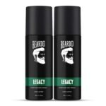 BEARDO Legacy Deo Body Spray 150Ml|Patchouli Spicy,Aromatic Fragrance|Long Lasting Freshness|Perfume Body Spray For Men|Premium Deodorant Body Spray (Set Of 2)|Gift For Brother, Friends, Black - Fast UK Delivery