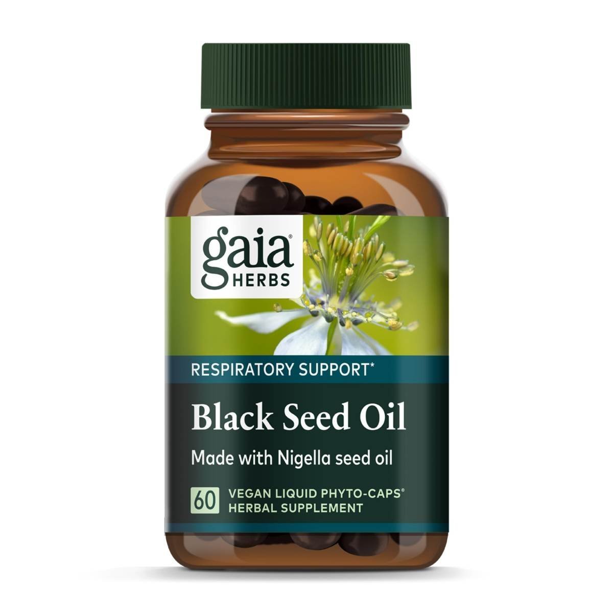 uk71VOjVmra8L-1.jpg Gaia Herbs Black Seed Oil - Cold-Pressed Capsules for Lung, Respiratory, and Antioxidant Support - with Organic Nigella Seed Oil - Herbal Supplement - 60 Vegan Liquid Phyto-Capsules (30-Day Supply) - Fast UK Delivery - Image 1