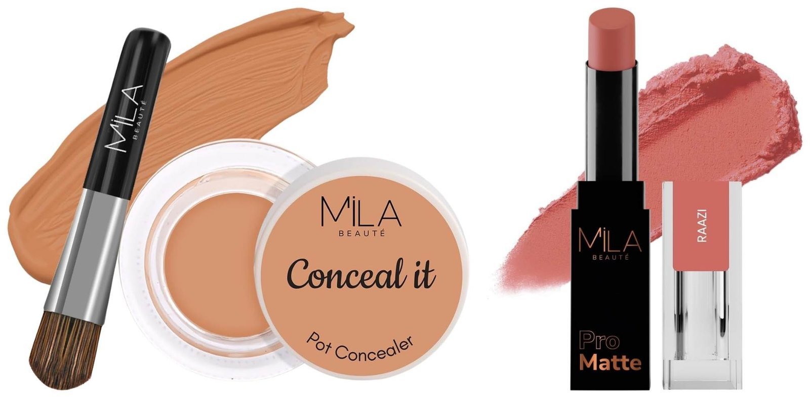 uk71VU5wkLYWL-1-1.jpg MILA Beaute Pro Matte Lipstick | Creamy Matte Lipstick | Shade - Raazi, 4.2g Conceal It Pot Concealer For Face Makeup | Shade - (Rose Beige, 4g) - Fast UK Delivery - Image 1