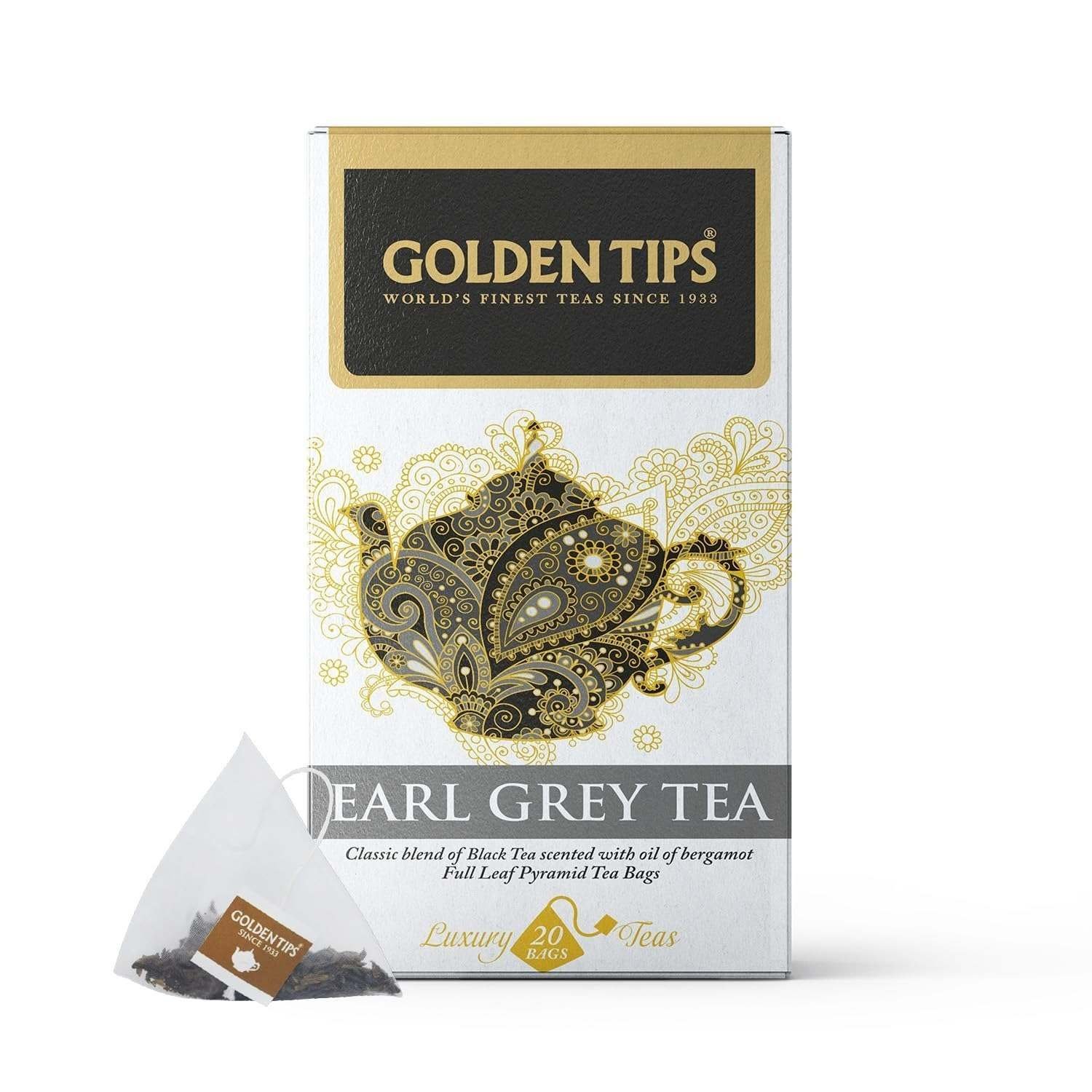 uk71WO7hfw8RL-1-1.jpg Golden Tips Darjeeling Pyramid Earl Grey Tea Bag (20 cups, 40 Gram) - Fast UK Delivery - Image 1