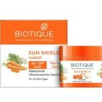 Biotique Sun Shield Carrot 40+ SPF UVA/UVB Sunscreen Ultra Protective Face Cream, 50g - Fast UK Delivery