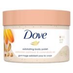 Dove Exfoliating Body Polish Scrub for Delicate & Sensitive Skin with Oatmeal & Calendula Oil, Gently Exfoliates and Moisturizes to Reveal Instantly Soft, Smooth & Healthy Skin, Naturally Derived Ingredients, Sulfate-Free, Floral Fragrance, 298g - Fast UK Delivery