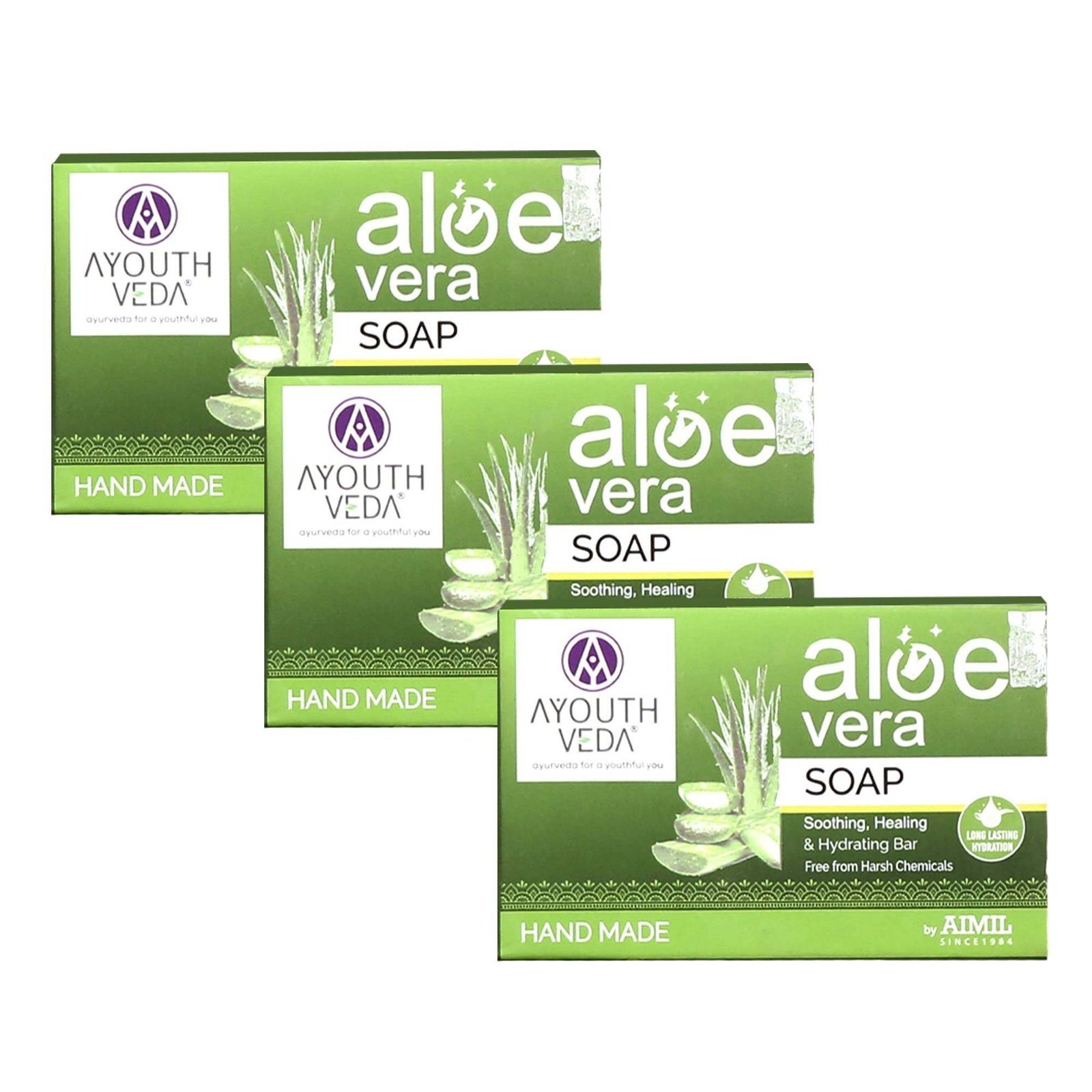 uk71Wu1be0XgL-1-1.jpg Ayouthveda Aloe Vera Bathing Bar for Nourishes & Hydrate the Skin (Pack of 3, 125g each) - Fast UK Delivery - Image 1