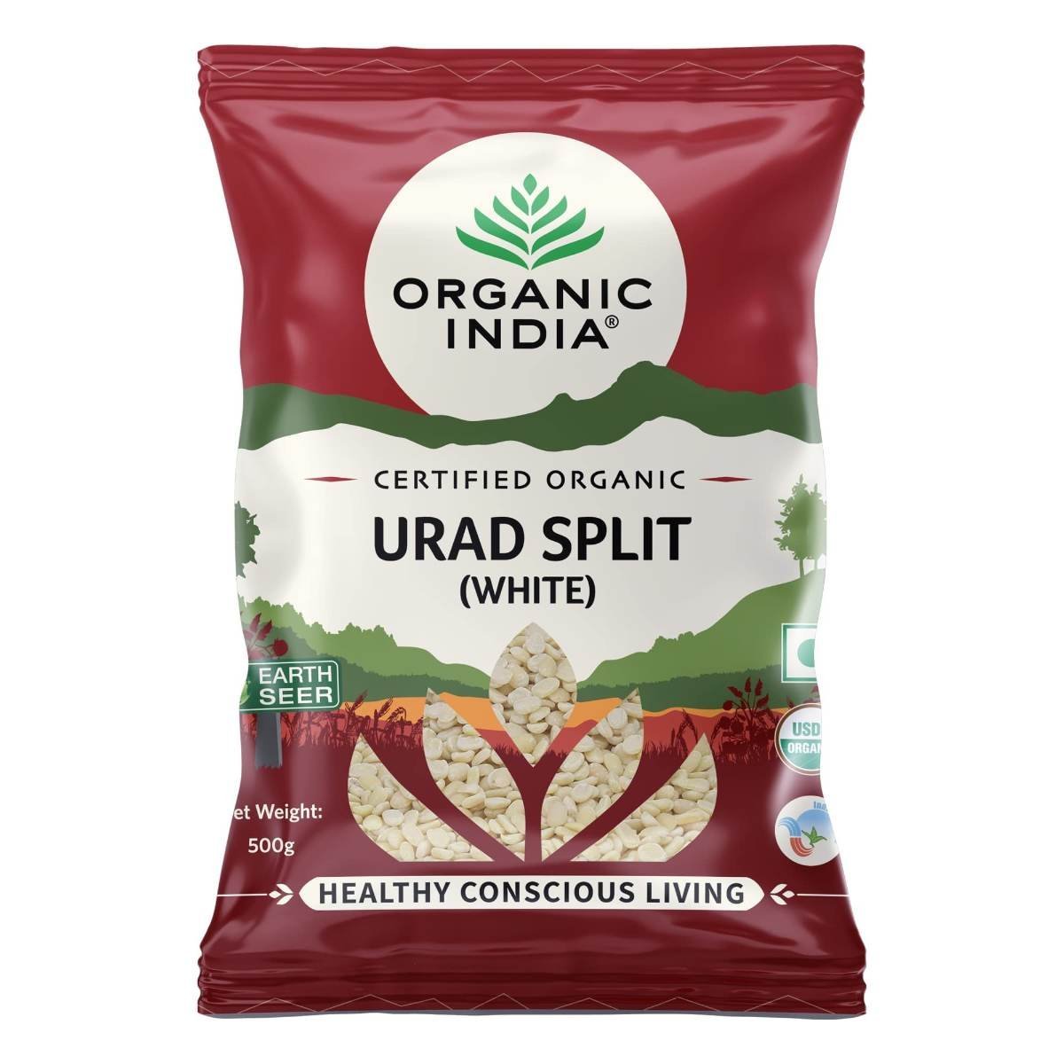 uk71XOD39iQRL.jpg ORGANIC INDIA Low Fat and Rich in Iron Organic Urad Dhuli Split (white) -500gm - Fast UK Delivery - Image 1